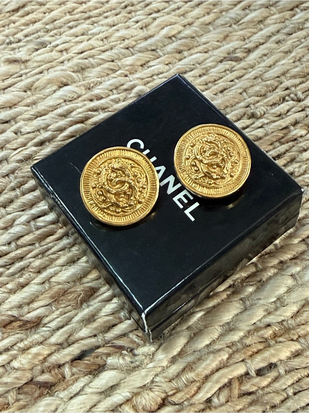 Vintage CHANEL Gold Medallion Earrings